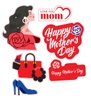 Combo 2 set giấy Happy mother day mẹ áo đỏ.