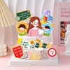 Combo 2 set giấy 20-11: cô giáo và học sinh (mãu 2 - cô giáo đeo kính áo hồng).