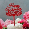 Set 10 mica Happy women's day cành lá cây bên dưới -ĐỎ.