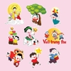 Combo 2 set giấy trung thu- hằng nga cưỡi thỏ.