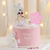 60 thẻ giấy Happy Women's day trái tim hình bông hoa mix màu hồng-xanh-tím (kt 5cm).