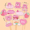 Combo 2 set giấy - gấu dâu (lotso) mẫu mới có chữ 100% kute.