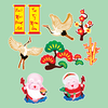 Combo 2 set giấy TẾT-ông bà thọ, câu đối, cành đào.
