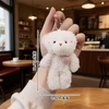 Gấu bông size 12cm (không gồm khăn và mũ) -MÀU TRẮNG gắn trái tim hồng.