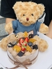 Gấu bông nâu nhạt -áo xanh kt 30cm.