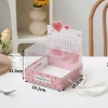 Set 10 hộp ROMANTIC nắp mica 1 ngăn màu HỒNG CHẤM BI kèm tờ bìa lịch di động (in màu phủ bóng, đế bồi 2  lớp) kt 18x18x14cm.