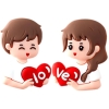 Tượng nhựa dẻo- đôi nam nữ và trái tim đỏ có chữ love.