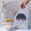 Set 5 hộp giấy chữ nhật có quai xách kèm hộp cầu nhựa -mẫu BÉ TRAI clever boy.
