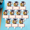 Set 50 thẻ giấy có chân cắm-bé GÁI CỬ NHÂN (MẪU 7-ôm hoa hướng dương).