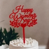 Set 10 mica Happy women's day cành lá cây bên dưới -ĐỎ.