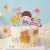 Combo 2 set giấy -bé trai cầm ô và hộp gấu nâu.