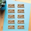 Set 50 bảng giấy chữ nhật màu nâu -chữ HPBD trắng.