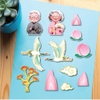 Combo 2 set giấy - ông bà, đào tiên, núi hồng, cây vàng ép nhũ.