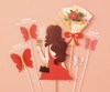 Combo 2 set  giấy cô gái váy ngắn và bó hoa-ĐỎ.