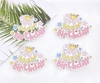 Set 8 cây cắm HPBD giấy gắn chuông nơ-HỒNG.