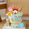 Combo 2 set giấy - bé TRAI áo xanh lá mũ đỏ cầm quả táo + gấu lucky.