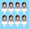 Set 50 thẻ giấy có chân cắm-bé GÁI học bài (tết tóc 2 bên) (CHÚ Ý SET 50).