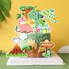 Combo 2 set giấy- khủng long xanh hồng, núi lửa, trứng khủng long.