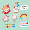 Combo 2 set giấy - bé gái thổi còi (xinh gái dễ thương).