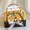 Set  60 thẻ trắng kèm que cắm- Happy Women's day chữ mảnh và dây trái tim đỏ.