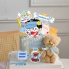 Combo 2 set giấy - bé TRAI kute đội mũ lưỡi trai và cây cắm chữ smile.