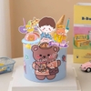 Combo 2 set giấy -bé trai cầm ô và hộp gấu nâu.