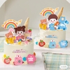 Combo 2 set giấy - bé gái áo hồng búi tóc 2 bên (ôm gấu).