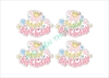 Set 8 cây cắm HPBD giấy gắn chuông nơ-HỒNG.