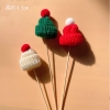 Set cắm Noel vải-3 mũ đỏ xanh.