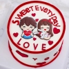 Tượng nhựa dẻo-bé trai ôm trái tim chữ i love you.