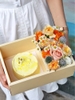 Set 10 hộp mica 2 ngăn có quai xách kèm đế (đk khay đựng bánh 16cm, đk khay hoa 8cm)-MÀU VÀNG.