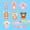 Combo 2 set giấy -BABY THREE (mẫu 2 -nhân vật baby three mix mầu và chữ baby three hồng).