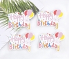 Set 8 cây cắm HPBD giấy gắn chùm bóng -HỒNG.