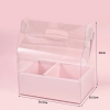 Set 10 hộp mica 2 ngăn có quai xách kèm đế (đk khay đựng bánh 16cm, đk khay hoa 8cm)-MÀU HỒNG.