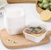 Set 50 cốc (hộp) giấy vuông kèm nắp -MÀU TRẮNG.