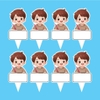 Set 50 thẻ giấy có chân cắm-bé TRAI áo nâu tóc nâu (chú ý set 50).