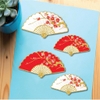 Combo 8 quạt giấy - mix 2 màu đỏ, trắng (có hoạ tiết hoa đào) ép nhũ.