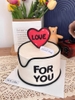Set cắm xốp-trái tim đỏ chữ love for you đen.