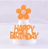 Set 10 mũ sinh nhật vải dạ HPBD TRẮNG-gắn hoa màu cam kt12x14cm.