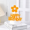 Set 10 mũ sinh nhật vải dạ HPBD TRẮNG-gắn hoa màu cam kt12x14cm.