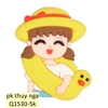 TUONG-Em bé đội mũ vàng cầm phao (nhựa dẻo). (MUA 1 TẶNG 1).