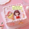 Tượng nhựa dẻo- mẹ áo đỏ tóc xoăn.