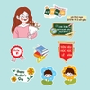 Combo 2 set giấy 20-11: cô giáo và học sinh (mãu 2 - cô giáo đeo kính áo hồng).