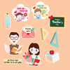 Combo 2 set giấy 20-11: Thầy cô giáo và học sinh (mẫu 4 -thấy áo ghi, cô áo xanh).