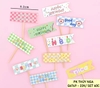 Set 60 cây cắm giấy HPBD hình chữ nhật họa tiết caro sắc màu (mẫu 2).