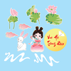 Combo 2 set giấy trung thu -hằng nga, thỏ, hoa sen.