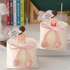 Set 50 bảng giấy Happy teacher's day - hình trái tim nơ mix 2 màu trắng và hồng.