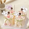 Set 50 bảng giấy Happy teacher's day - hình trái tim nơ mix 2 màu trắng và hồng.