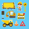 Combo 2 set giấy - em bé và xe công trình9898.