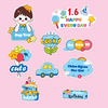 Combo 2 set giấy - bé TRAI 2 tay chạm má + bảng đẹp trai+bánh sinh nhật 2 tầng.